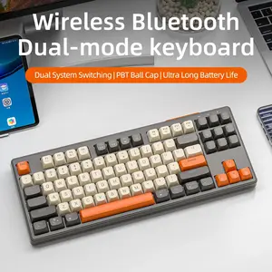 Wireless Bluetooth Keyboard & Mouse Combo – 87 Keys Mini RGB Backlit, Silent Click, Rechargeable, Dual Mode for Laptop, PC & Tablet