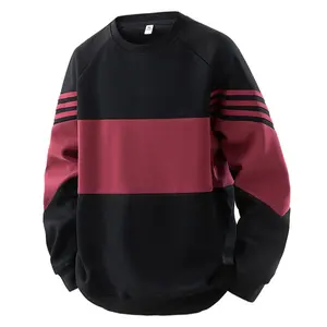 Men's autumn trendy brand heavy hooded sweater, boys loose contrasting striped top, spring and autumn couples long-sleeved sweater, men's bottoming shirt, men's and women's same hooded round neck long-sleeved casual sweater, soft and comfortable fabric, s