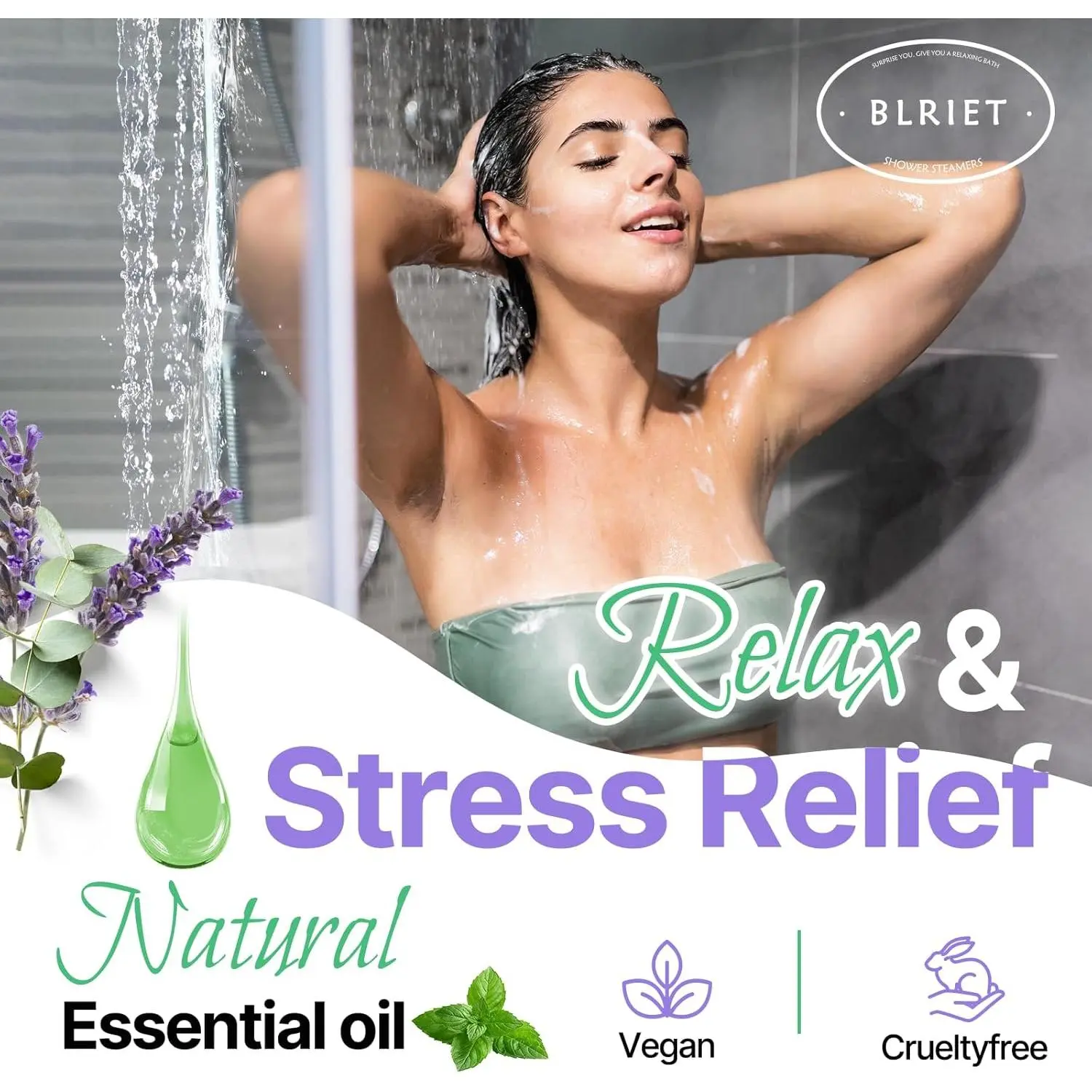 Shower Steamers Aromatherapy BLRIET 8 Pack Gifts for Women Mom Men, Gifts for Her Stress Relief Home Spa, Birthday Gift Lavender Natural Essential Oil Self Care Relaxation Shower Bombs Teen