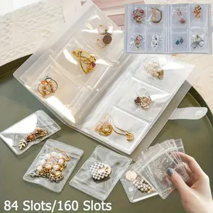 Multifunctional Lightweight Portable Jewelry Organizer Book, Transparent Pockets, Anti-Oxidation Zipper Bag, Large Capacity Display Box, Jewelry Storage, Clear
