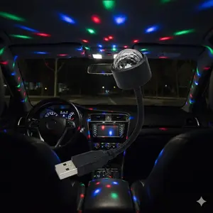 Vocal Controlled Disco Ball Light: USB-Powered Color Changing Party Projector, Rotating Stage Lighting for Home Bar, Clubs & Entertainment. Portable Dance Floor Atmosphere Lamp for Decor.