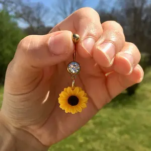 Sunflower Belly Button Ring