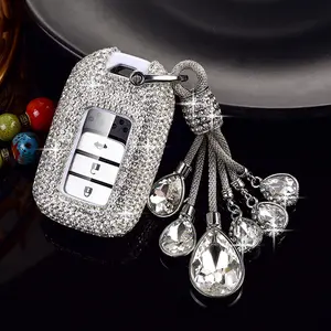 Fashion Women's Girls Bling Sparkling Rhinestone for Honda Car Key fob Cover Fit Vezel City Civic Jazz CRV BRV HRV Shuttle Vezel Pilot Accord Accessories