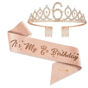 Birthday Party Crown & Sash Set, 2pcs/set Birthday Girl Crown & Sash Set, Birthday Party Accessories