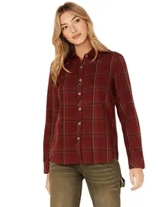 North River Women's Plaid Print Long Sleeve Button Down Flannel Shirt - Nrl6339-Maddr
