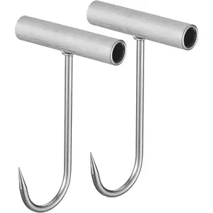 Stainless Steel Meat Hook - 2 count - T-Shaped Butcher's Hook for Easy Processing,T-Handle Boning Hooks, Hook for The Home-Butcher