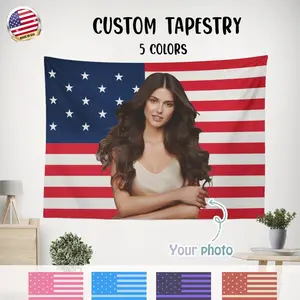 Customized Photo American Flag Tapestry - Durable 3x5ft Personalized Image Home Decor Wall Hanging, Versatile Use for Dormitories, Living Rooms (Targeting Girls)