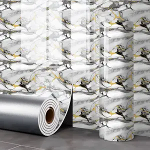 Marble Tile Wall Stickers, Self-Adhesive Waterproof Decorative Marble Pattern Wallpaper, Anti-Static Xpe Material, Easy Home Installation, Suitable for Kitchen, Bathroom & Living Room