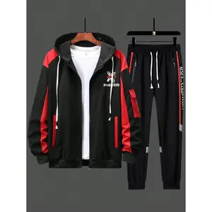 Men's Casual Color Block Patchwork Jacket And Pants Set