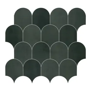 INNO STICKERS 10-Sheet Fish Scale Peel and Stick Backsplash Tile 11.4''x10.9" 3D Green Scallop Handmade Looks Self Adhesive Wall Tiles for Kitchen Bathroom