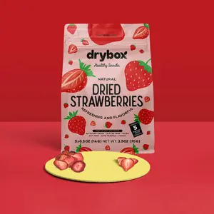 Drybox Dried Strawberries - 2.5 oz Pack of Sweet and Tart Sliced Fruit Treats, No Added Sugar, Nutrient Dense Snack for Kids and Adults