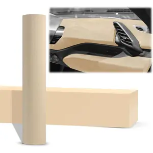 2pcs 4"x8" (10cmx20cm) Sample Velvet Stretchable Beige Vinyl  Auto Car Sticker Decal Film Sheet Like Paint Bubble Free Air Release Technology