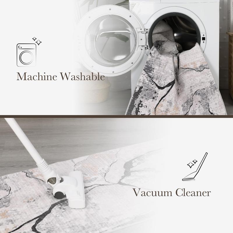 GARVEE Abstract Washable Area Rug 5x7 Large Modern Rug for Bedroom Soft Non Slip Living Room Rugs Indoor Contemporary Floor Cover Ultra Thin Grey Rugs Home Decor Carpet for Dining Room