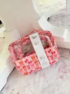 Clearly Chic Cosmetic Bag Set - Blushing Bows