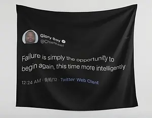 Chief Keef Inspirational Quote Tapestry - "Begin Again More Intelligently" 3x5 Foot Polyester Wall Hanging for Dorms & Studios