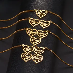 AS161 Personalized Custom Name Hollow Love Pendant Stainless Steel DIY Multi-name Necklace Gift for Men and Women