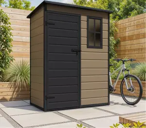 Yitahome Outdoor Resin Tool Shed 5x3ft All-Weather Garden Utility Storage w/Door & Window, Brown+Gray / Blue Gray + Black / Gray