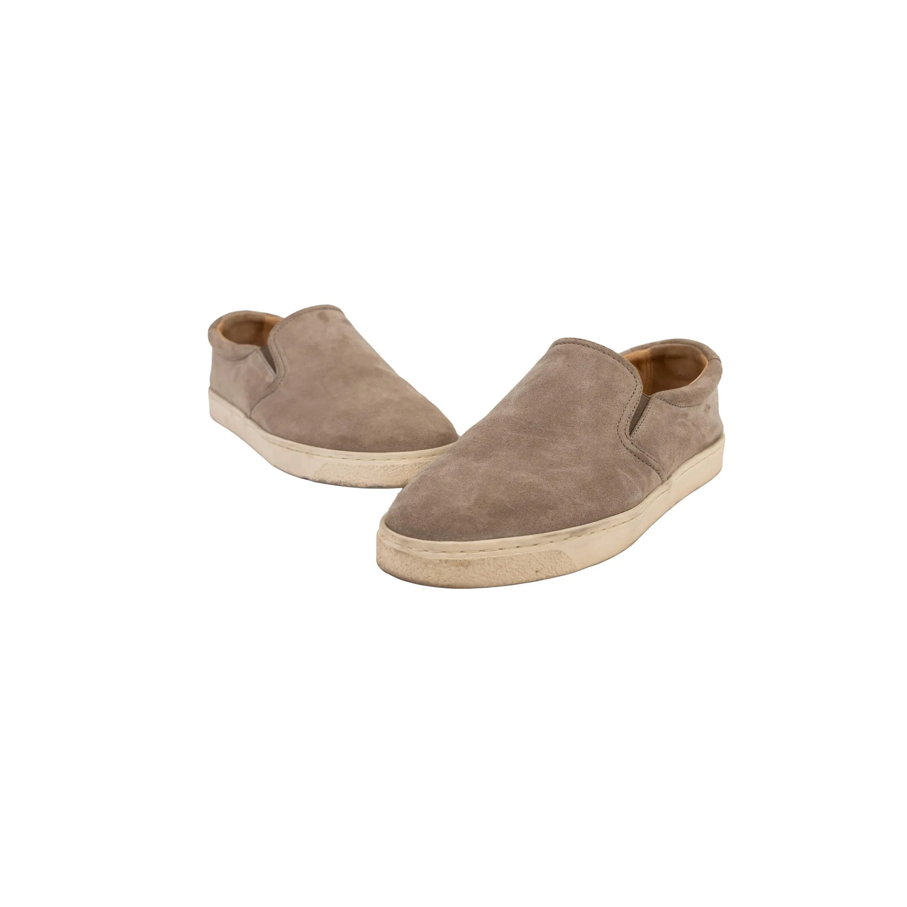 Brunello Cucinelli Beige Tan Suede Men's Slip-On Sneakers Size 42