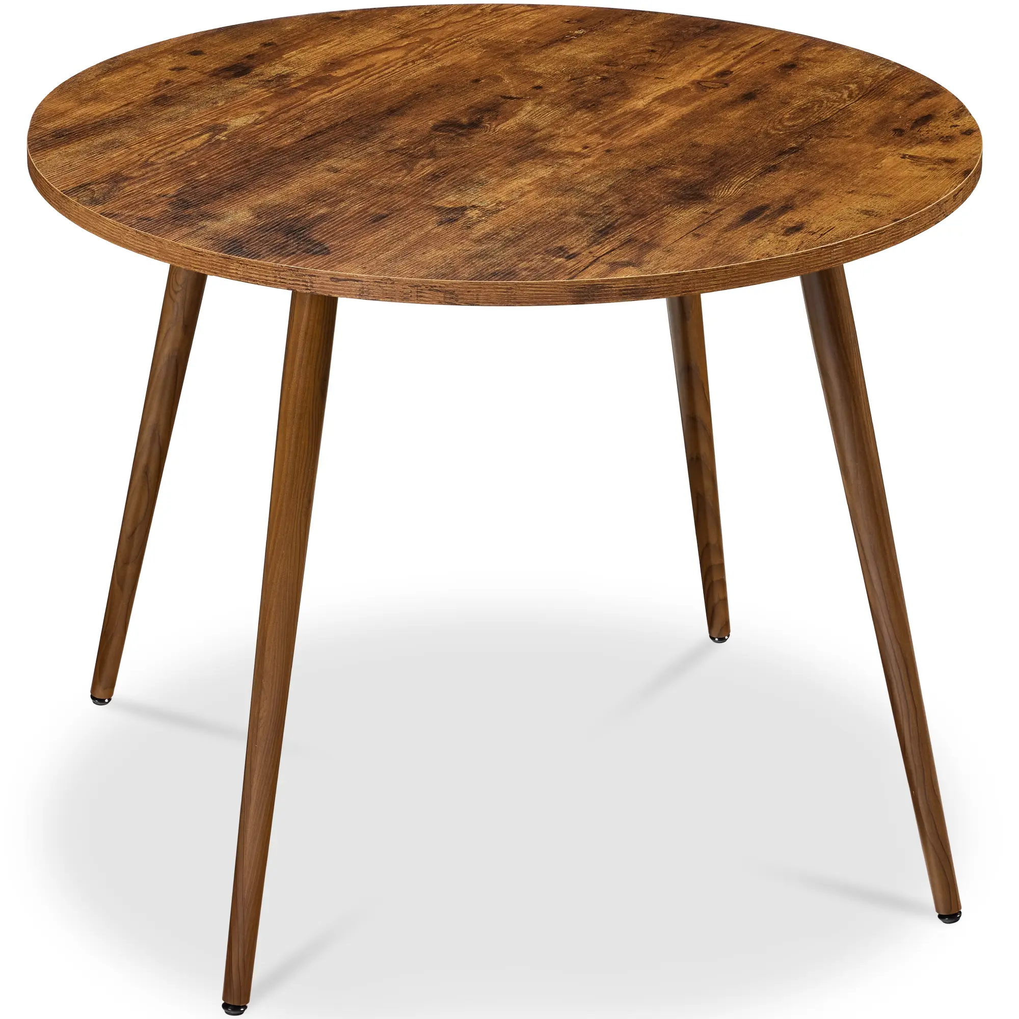 Best Choice Products Round Mid-Century Modern 35.5in Dining Table, Dinette for Home or Kitchen w/Wood Finish Steel Legs​