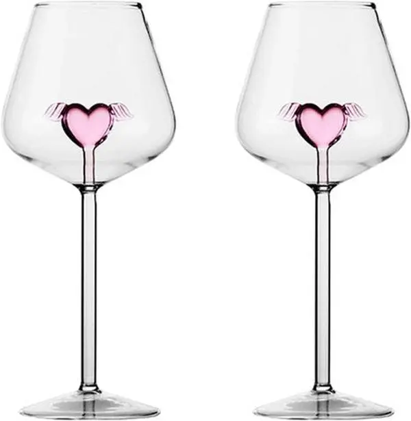 Heartthrob Wine Glass - Clear Glass with Heart Design, Ideal for Wine Drinking - Drinkware