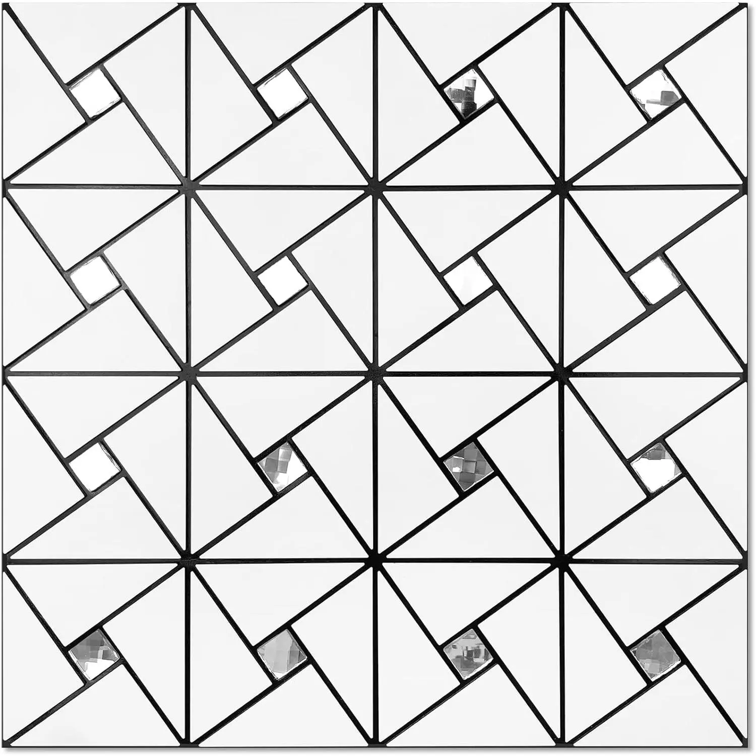 Peel and Stick Backsplash  - PVC Pure White  Stick on Backsplash for Kitchen and Bathroom Windmill Puzzle Glass Mixed Self Adhesive Mosaic s(12"x12"x10 Sheets)
