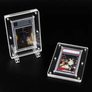 1pc Desk Display Acrylic Frame Clear For PSA CGC Graded Card Case Frame Plastic Trading Card Slab Stand for Collectibles Baseball Basketball Football Soccer and Sports Star Cards (With Base)