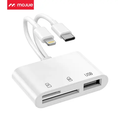 5-in-1 SD/MicroSD Read Adapter - USB C Hub for iPhone, iPad, Android & USB-C Devices, Lightning Dual Port, Fast Transfer, Plug & Play, No App Needed (Adapters Compatibility, TikTok Shop Back to School)