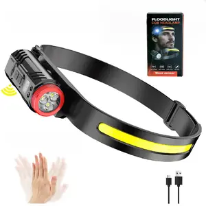 High-brightness outdoor LED headlamp, 5 lighting modes, wave-to-turn-on function, battery level indicator, long-lasting illumination, IPX4 waterproof rating, ideal as a gift for men, perfect for camping, car repairs and night-time lighting,#SummerVibes
