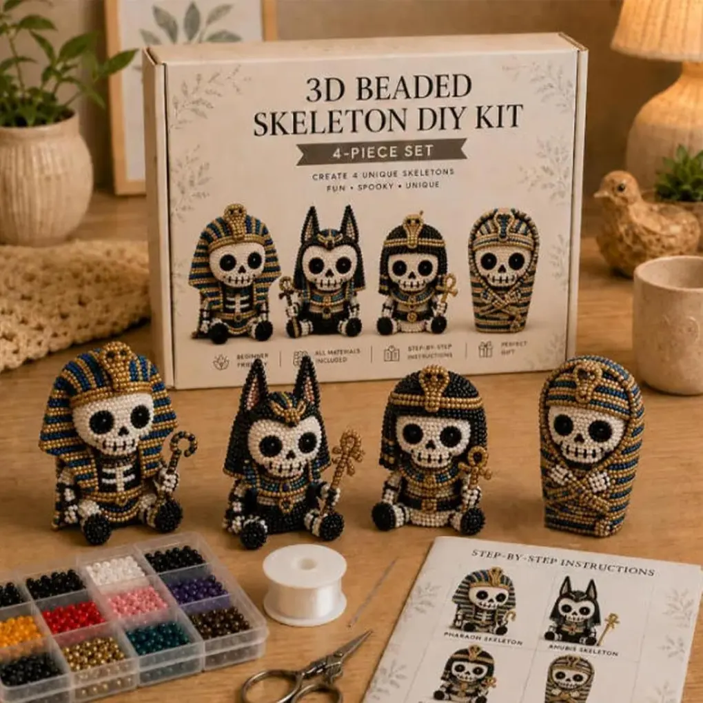 3D Bead DIY Handmade Set, the complete set includes beginner-friendly bead art materials, and a set of handmade fairy decorations with step-by-step tutorials, suitable for stress-relieving home desk decoration.