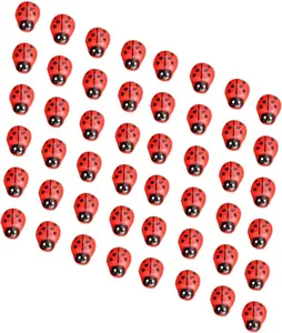 100-Pack Wooden Ladybug Stickers, Self-Adhesive Realistic 3D Decor for DIY Crafts, Scrapbooks, Home Garden & Party Decoration