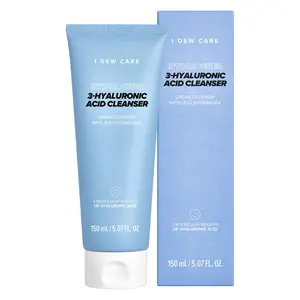 I DEW CARE Korean 3-Hyaluronic Acid Foaming Facial Cleanser - Hydra Vibes, Gentle, Moisturizing, Soothing Skincare Cleanser
