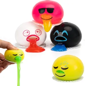 4-PCS Puking Sucking Stress Relief Balls,Vomiting Egg Squeeze Toy,Funny Slime Vomiting Toys,Novelty Fidget Toy for Easter Baskets Gifts
