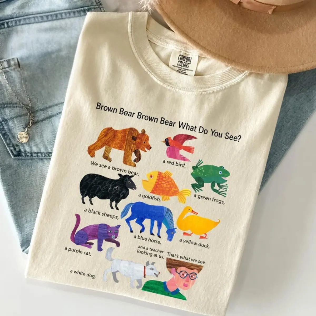 Comfort Colors Brow.n Bear Brown Bear What Do You See TShirt, Book Character Apparel, Preschool Teacher Tee, Classroom Reading TShirt, Book Lover Gift