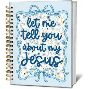 LIANHW  Blue Bow Floral Christian Notebook, Let Me Tell You About My   Notebooks for Note Taking, Scripture Journal, Religious Journals for Writing, 5.5x8.3 Inch