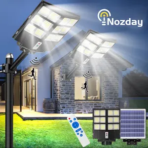 2PACK-2500W IP67 Solar StreetLights Outdoor lighting, solar floodlight 130000LM 6500K Solar Parking Lot Lights Dusk to Dawn, Solar Security Flood Lights with Motion Sensor for Yard, Garden, Parking Lot
