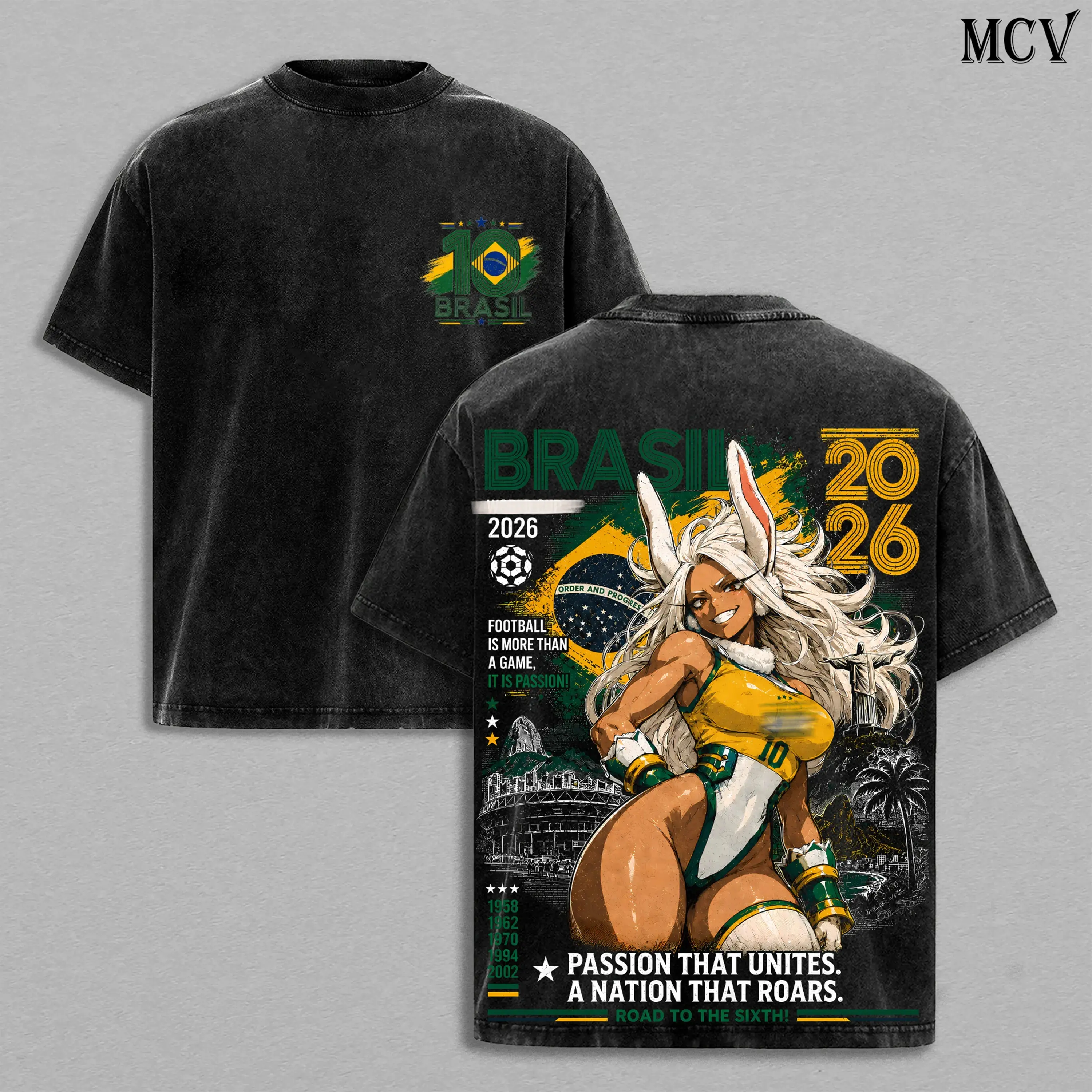 Mirko My Hero Academia Tee – Mirko Brasill World Football Tour 2026 Vintage Washed T-Shirt | Rabbit Hero | Final War Arc Anime Manga Graphic Tee | Heavy Cotton Unisex Oversized Streetwear Top