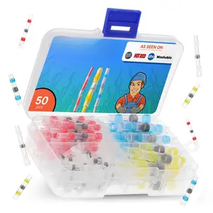 50 count  Solder Seal Wire Connectors Kit, Electrical Insulated Wire Splice Heat Shrink Wire Connectors with 4 Gauges - 12-10, 16-14, 22-18, 26-24 AWG