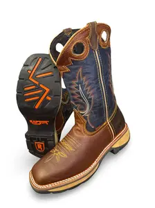 Texas Blue Raptor 210 Cowboy Boot - Leather Walking Shoes with Open Lacing for Comfort and Casual Style