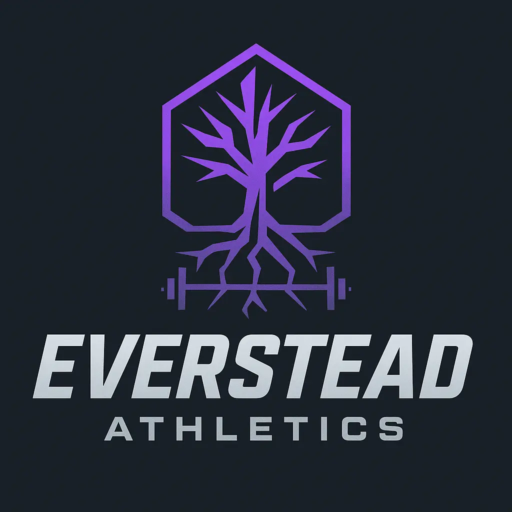 Everstead Athletics Thorn Logo - Purple Hexagon Design with Barbell for Fitness Enthusiasts