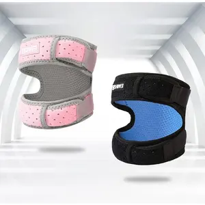 a pair of Adjustable Patellar Stabilizer Band Multi-use Knee Support Strap with Built-in Silicone Pad&Sweat-absorbent Lining Sports Protective Gear Patellar Knee Brace