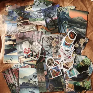 200 Sheets Vintage Art Style Stickers + Material Paper Mixed Set, Retro Design Decorative Papers, Perfect for DIY Crafts & Scrapbooking Sticker Collage Pack