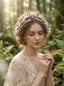 Bride Wedding Handmade Pearl Flower Crown, Forest Fairy Water Drill Comb Hair Accessory, Beautiful Birthday Party Dress Decoration