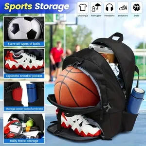 Universal Large Capacity Sports Backpack for Basketball, Volleyball, Soccer Training - Nylon Equipment Bag with Reflective Strip, Tough Webbing Handle, Custom Zippers, Normal Waterproof Level for All Ages
