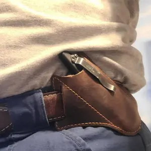 EDC Tactical Folding Knife Sheath for Outdoor Use, Leather Hanging Waist Knife Case, Military Style Tactical Tool Utility Pouch