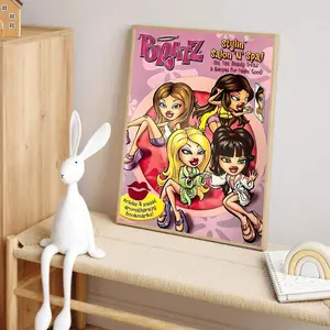 Cartoon Girl Pattern Unframed Painting, 1 Count Modern Fashion Style Canvas Wall Art, Wall Decor for Home Living Room Bedroom Office School, Decoration, Artistic, Unique Artwork, Art Illustrations