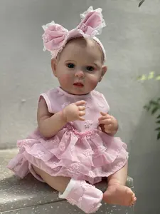 18-inch Rebirth Doll The soft vinyl girl doll has a realistic touch, a cute face and a pink dress, and the shape adds a touch of realism, making it an ideal playmate for children. Great for imaginative play