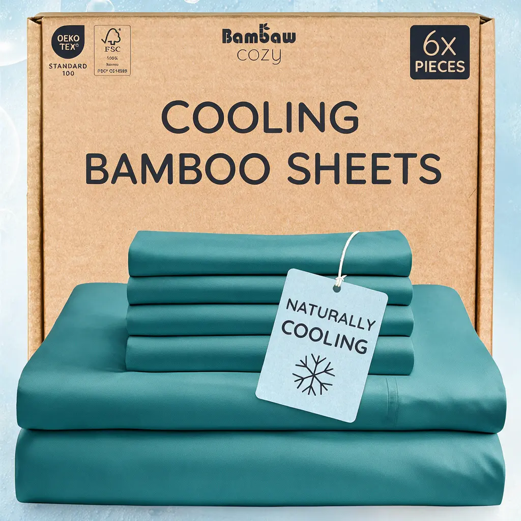 4/6pcs Extra Deep Pocket Sheets Bamboo Bed Sheet Set - kids & Pillowcase Set,Comfy Breathable Cooling Sheets for Hot Sleepers- Pockets, Ultra-Soft, Hotel Luxury Bedding