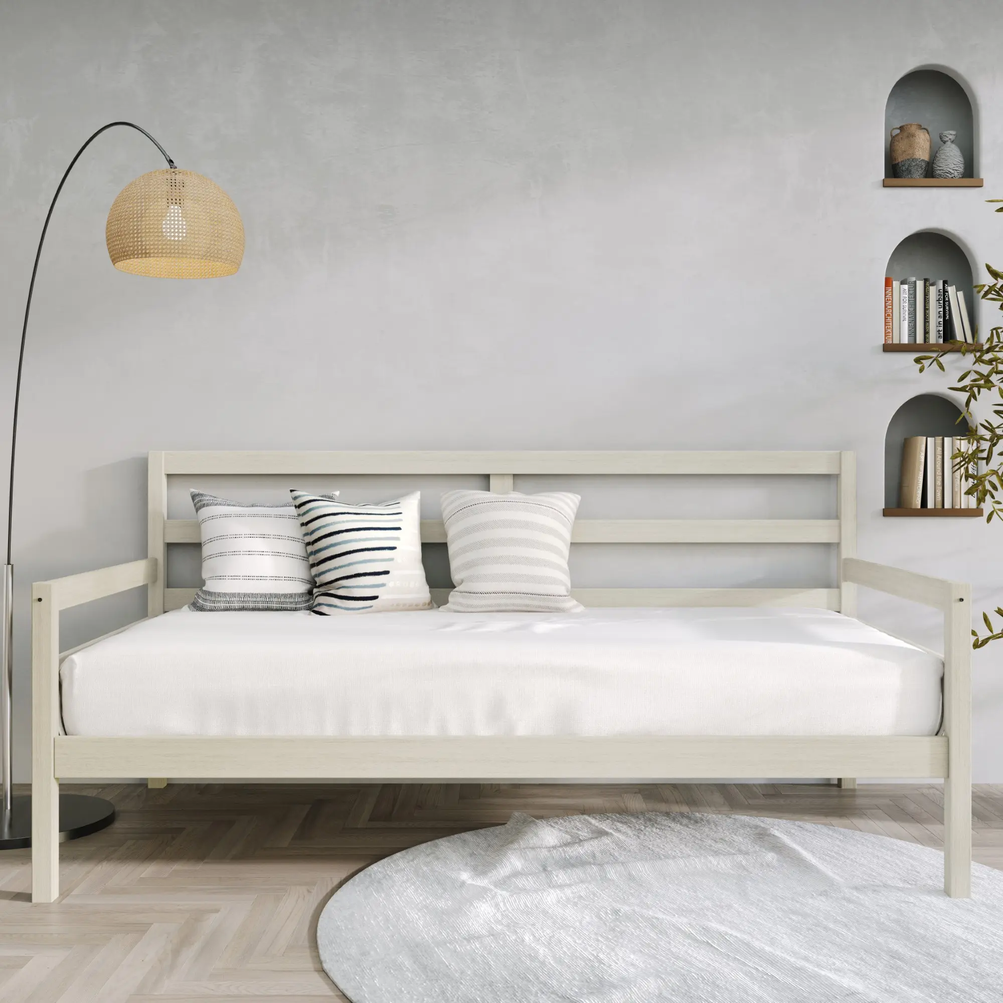Favorer Towson Solid Wood Twin Daybed - Indoor Furniture for Bedroom, Living Room, Full Slat Bed Frame, Easy to Assemble, Furniture Living Room