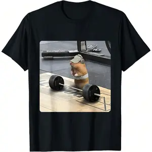 Hamster Deadlift Training Funny Cute Rat Weightlifting Meme T-Shirt