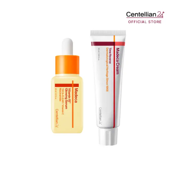 [TikTok Exclusive] [Centellian24] Glow Boost Duo | Madeca Vitamin 15+ Glowing Serum 30ml + Madeca Cream Time Reverse 50ml | Ultimate Radiance Reset | Total Glow & Anti-Aging Routine | Korean Skincare